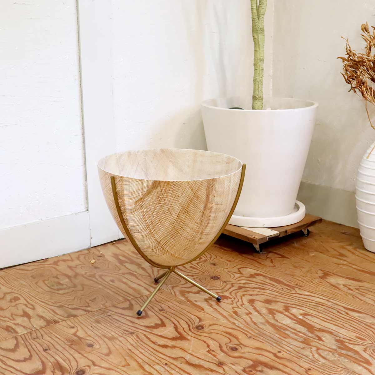 バレットプランター ミッドセンチュリー ラタン FRP 中古