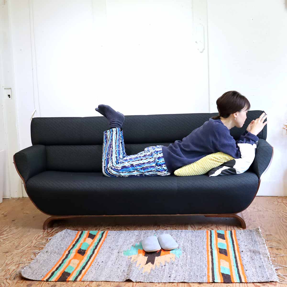 冨士ファニチア Tapio / タピオ 3Pソファ LO7960S IRBK ウォールナット 中古