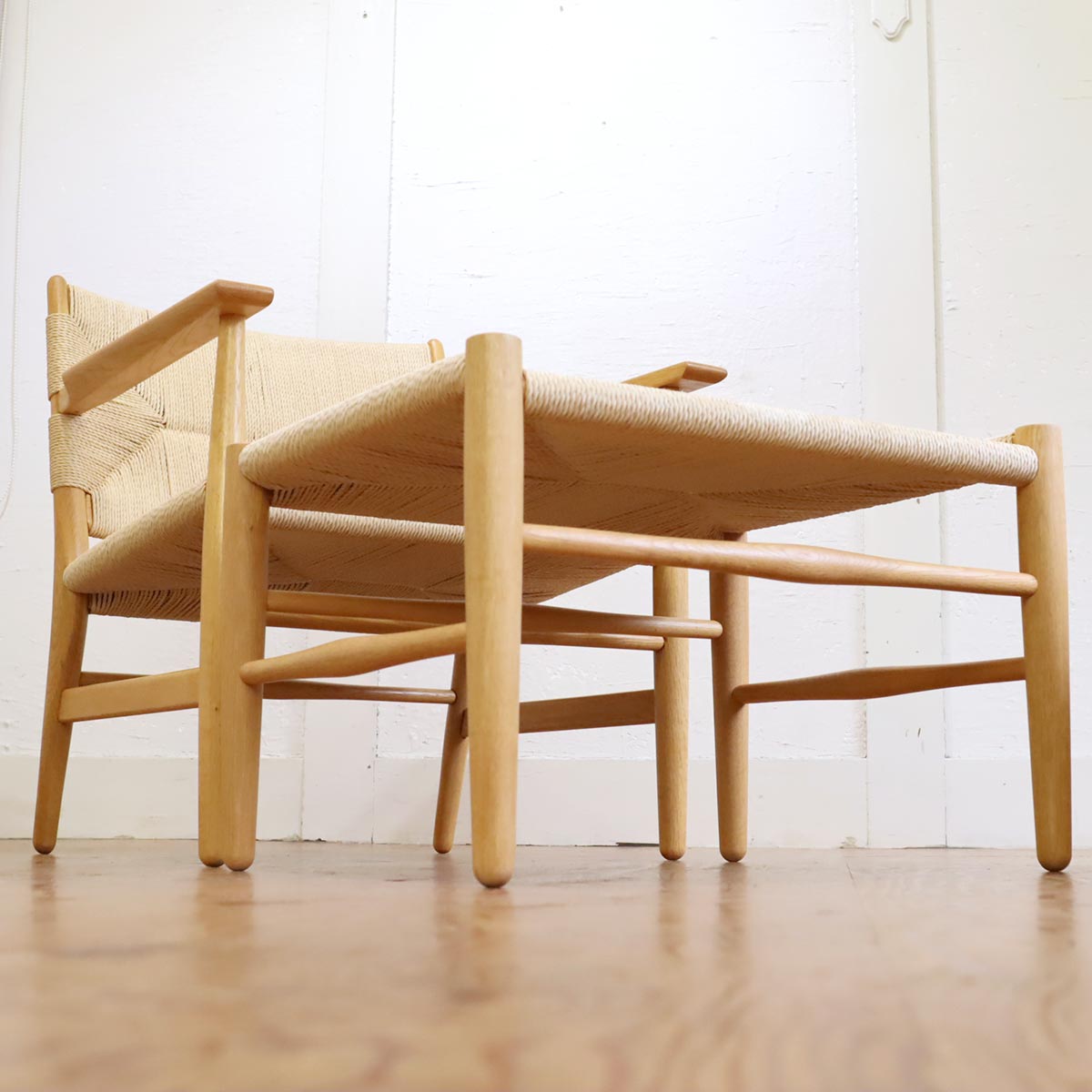 ワイス・ワイス / WISE・WISE チノ / CHINO ラウンジチェア オットマン付 オーク ペーパーコード 中古