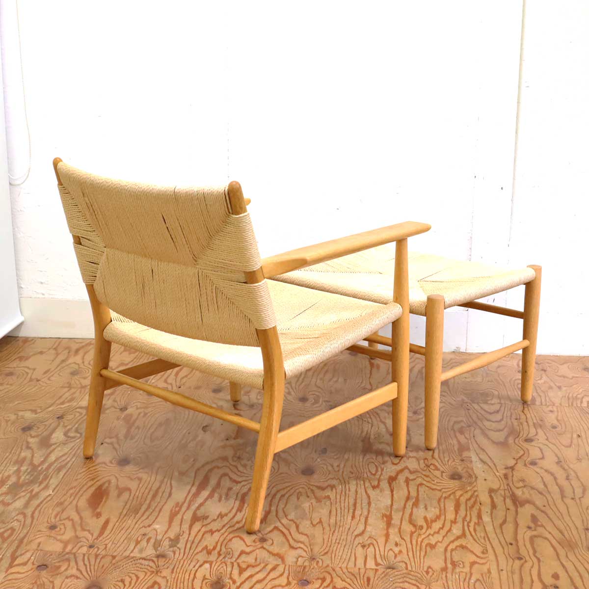 ワイス・ワイス / WISE・WISE チノ / CHINO ラウンジチェア オットマン付 オーク ペーパーコード 中古