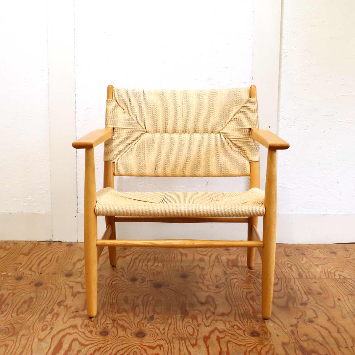 ワイス・ワイス / WISE・WISE チノ / CHINO ラウンジチェア オットマン付 オーク ペーパーコード 中古