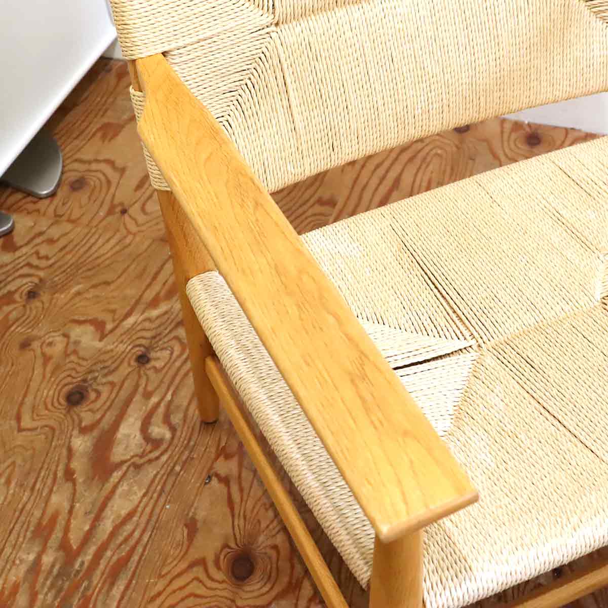 ワイス・ワイス / WISE・WISE チノ / CHINO ラウンジチェア オットマン付 オーク ペーパーコード 中古