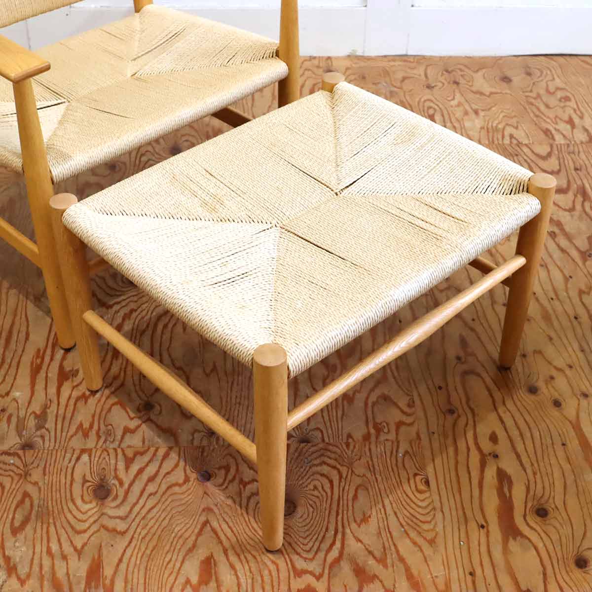 ワイス・ワイス / WISE・WISE チノ / CHINO ラウンジチェア オットマン付 オーク ペーパーコード 中古