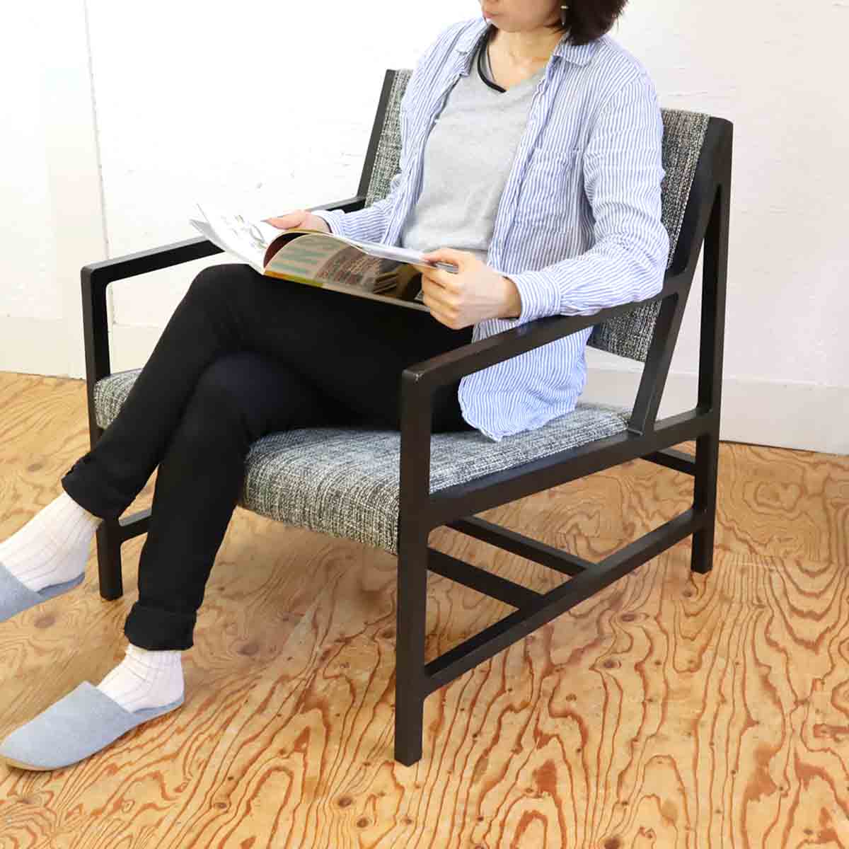 ロックストーン / ROCKSTONE PM138 BOWSEN easy chair イージーチェア アームソファ 岩倉榮利 中古