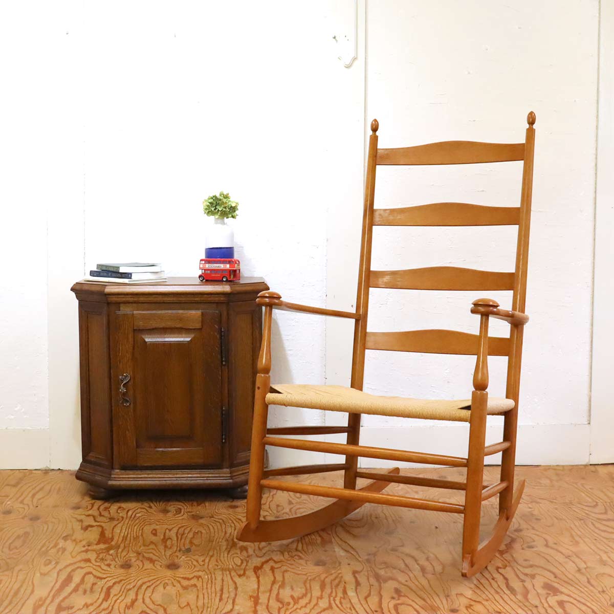 オーク材 ミニキャビネット 棚 コンソール  中古