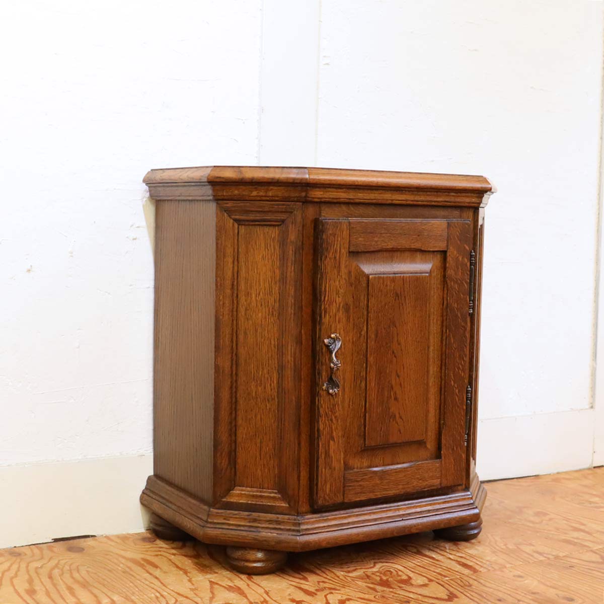 オーク材 ミニキャビネット 棚 コンソール  中古