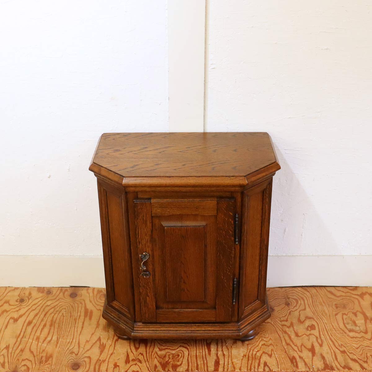 オーク材 ミニキャビネット 棚 コンソール  中古