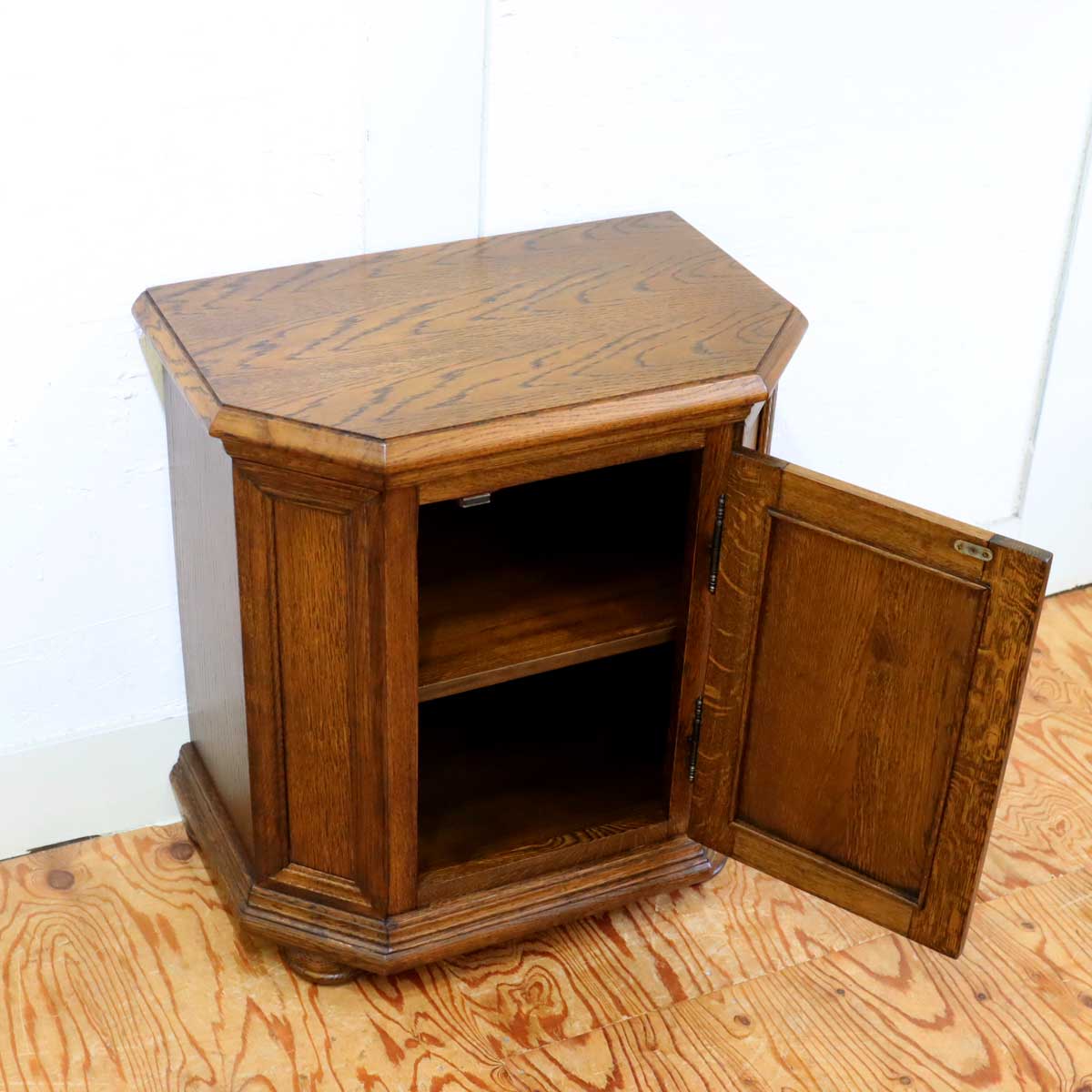 オーク材 ミニキャビネット 棚 コンソール  中古