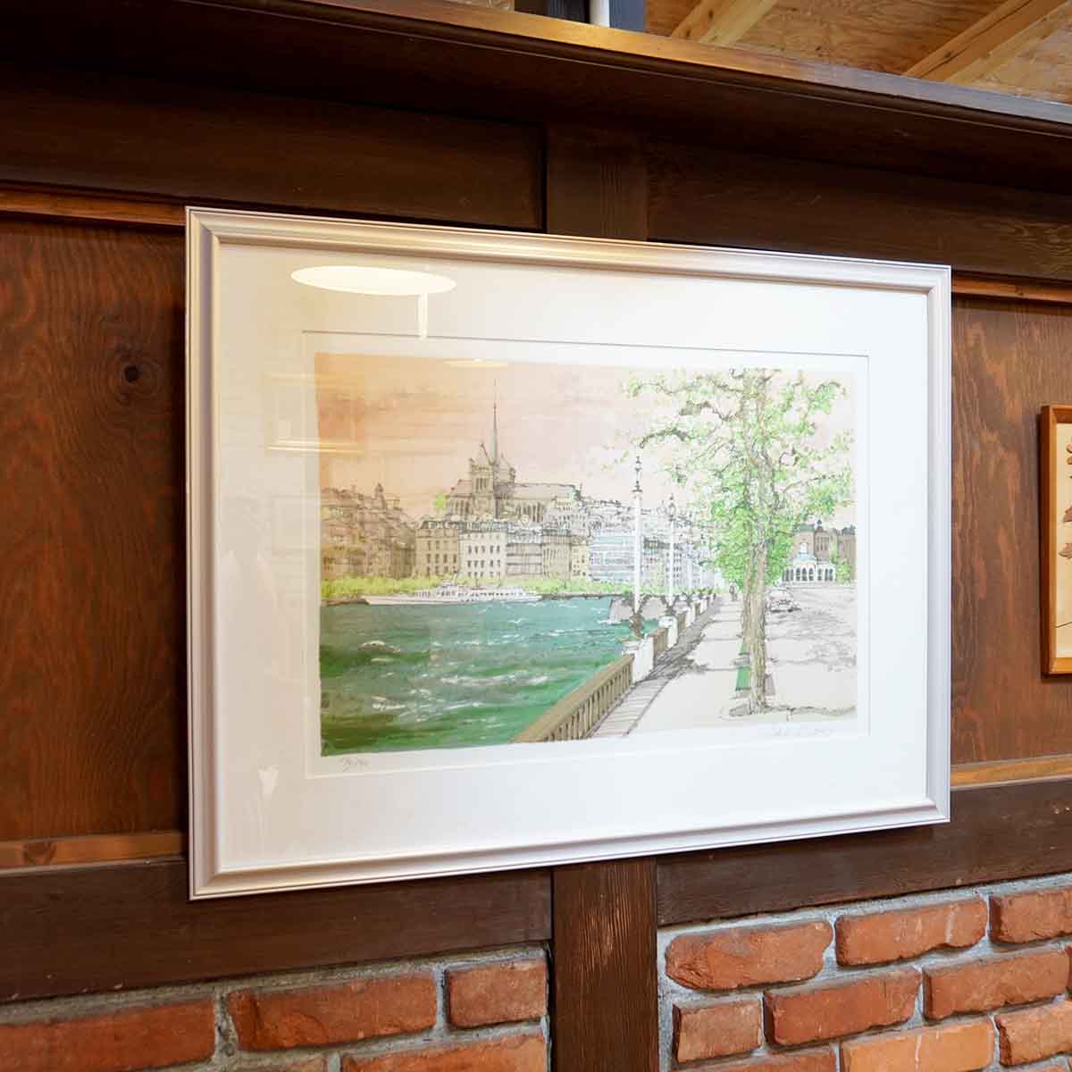 小田切 訓 オリジナル・リトグラフ 『ジュネーブの朝』 絵画 洋画 中古