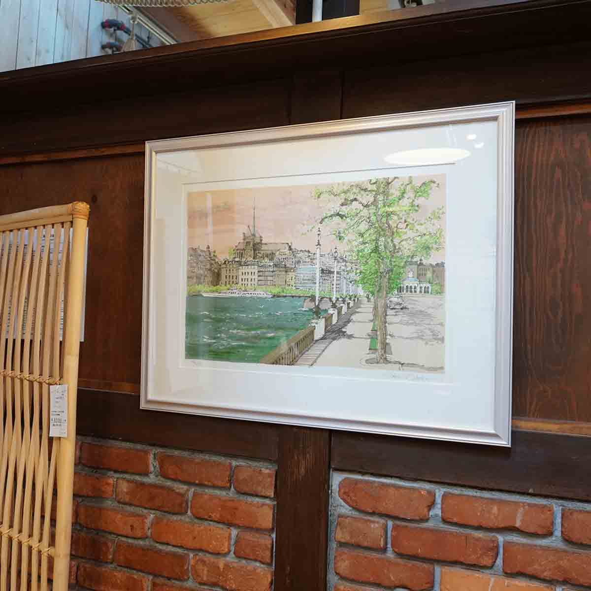 小田切 訓 オリジナル・リトグラフ 『ジュネーブの朝』 絵画 洋画 中古