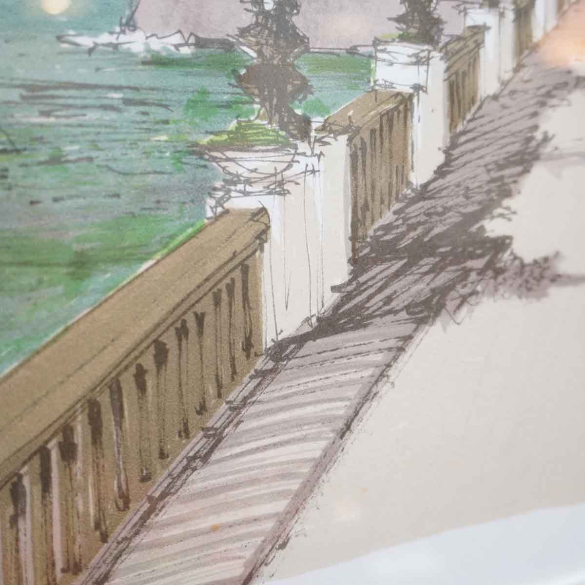 小田切 訓 オリジナル・リトグラフ 『ジュネーブの朝』 絵画 洋画 中古