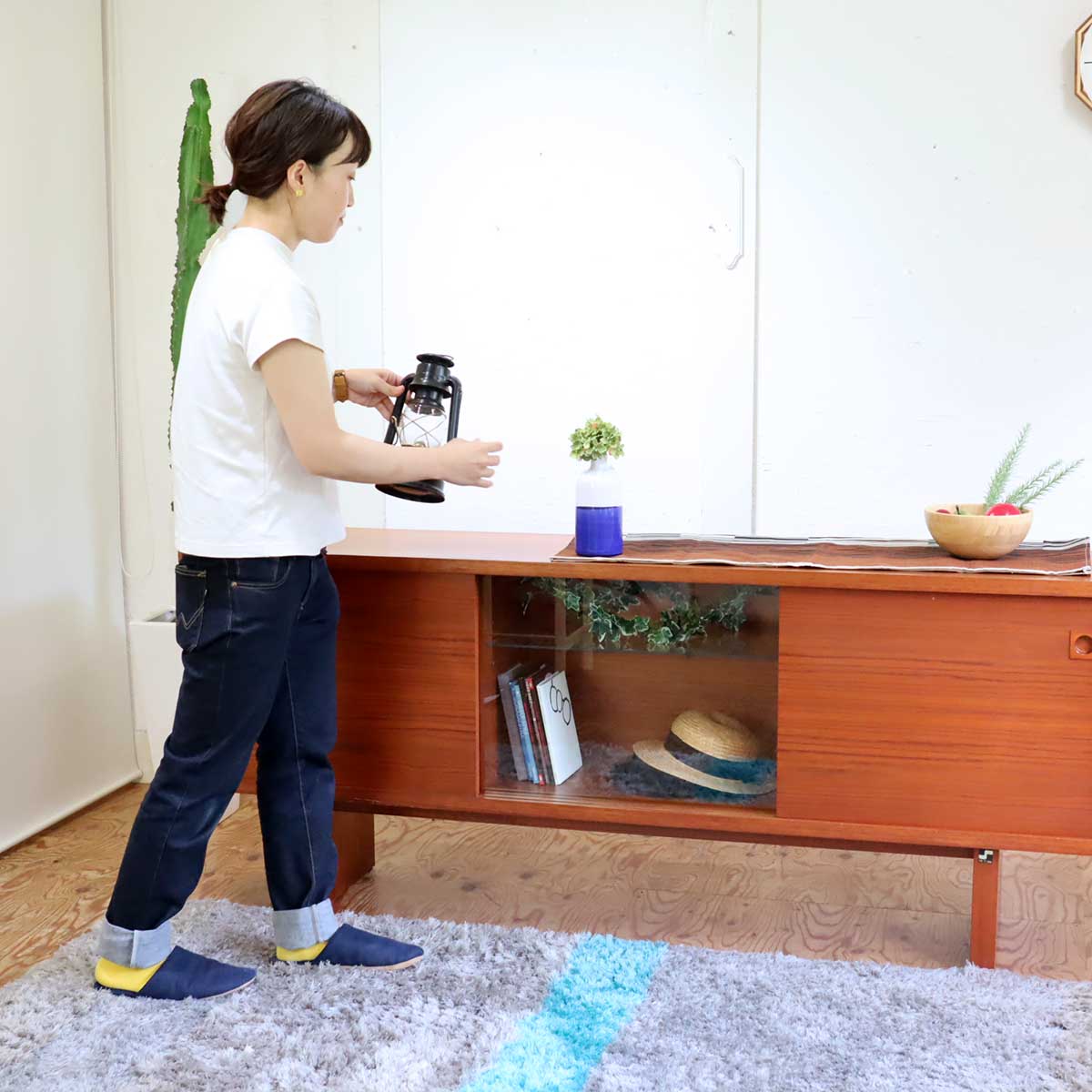 誠工舎 サイドボード キャビネット 飾り棚 チーク材 ジャパンヴィンテージ