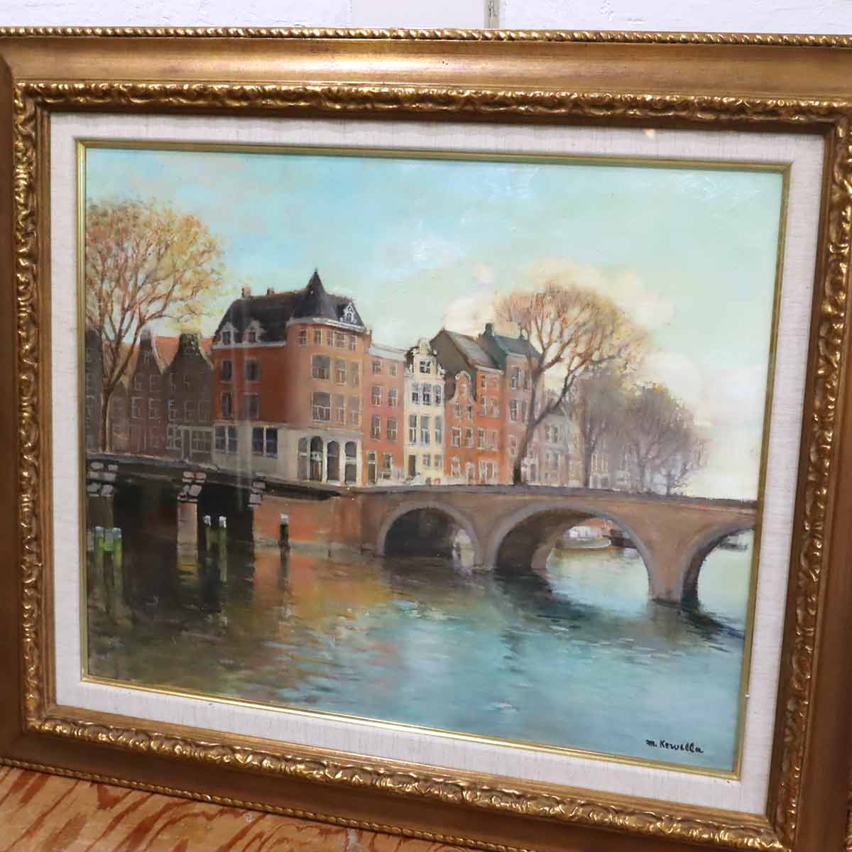 マルセル・ケルヴェラ / Marcel Kervella レギュラー運河 油彩 油絵 風景画 中古