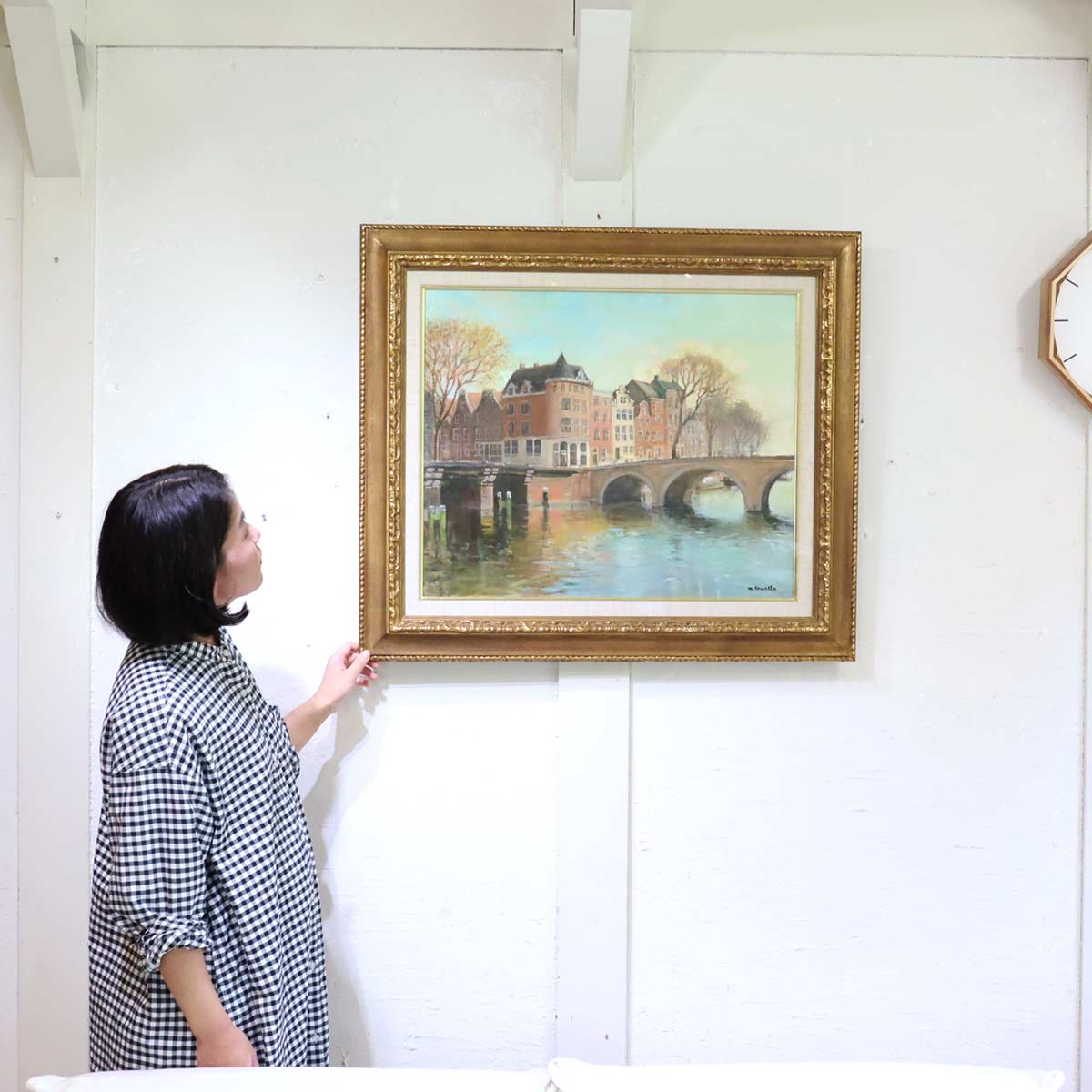 マルセル・ケルヴェラ / Marcel Kervella レギュラー運河 油彩 油絵 風景画 中古
