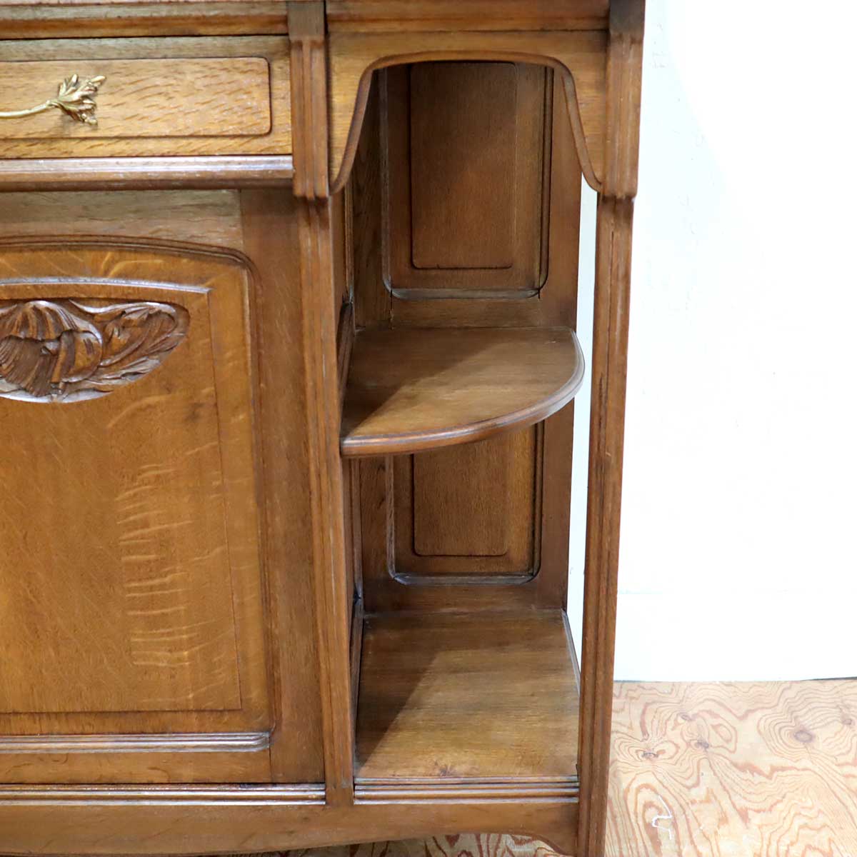 サービングテーブル キッチンキャビネット サイドテーブル 棚 オーク材 フランス アンティーク