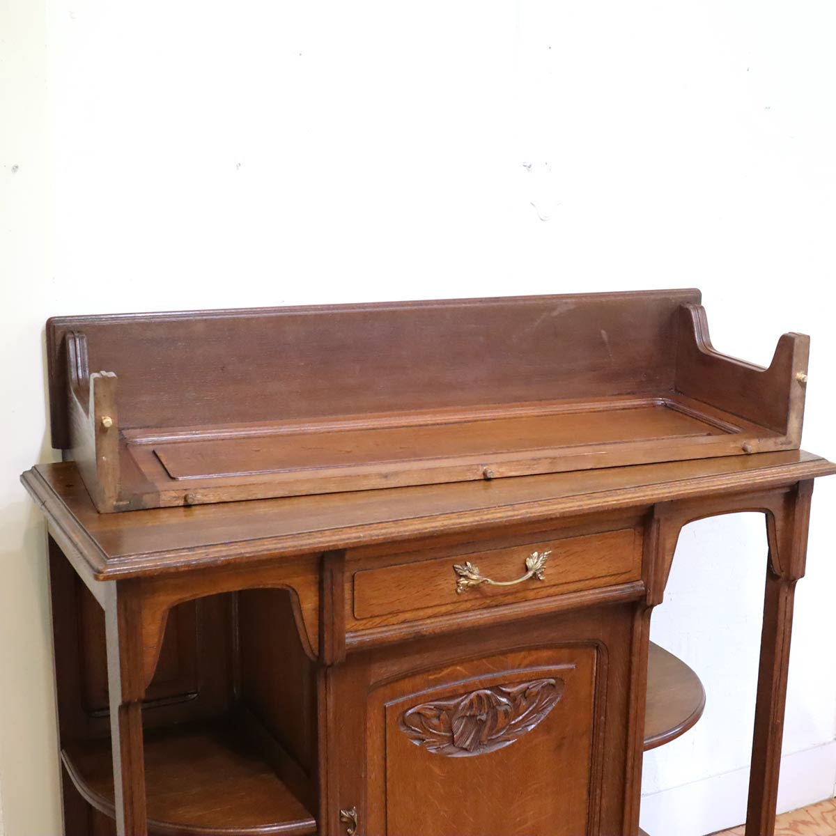 サービングテーブル キッチンキャビネット サイドテーブル 棚 オーク材 フランス アンティーク