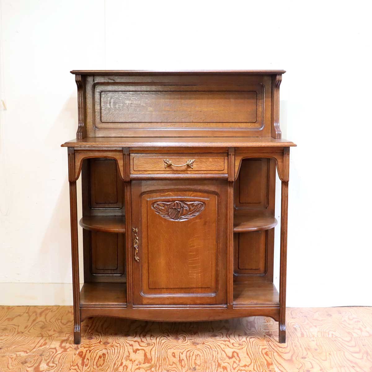 サービングテーブル キッチンキャビネット サイドテーブル 棚 オーク材 フランス アンティーク