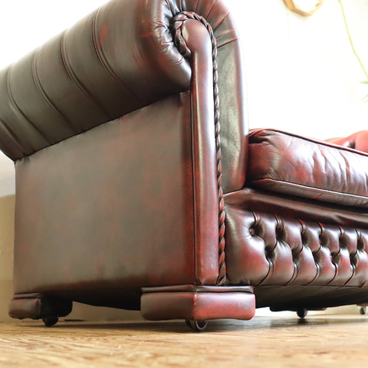チェスターフィールド ダブルソファ 2人掛けソファ 本革張り ヴィンテージ