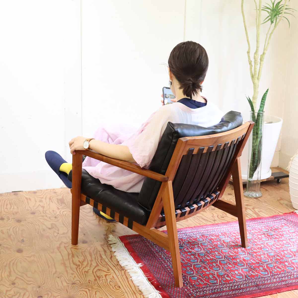 リッツウェル / Ritzwell ブラヴァ 726 / BLAVE 726 イージーチェア ウォールナット 本革 ブラック 展示品
