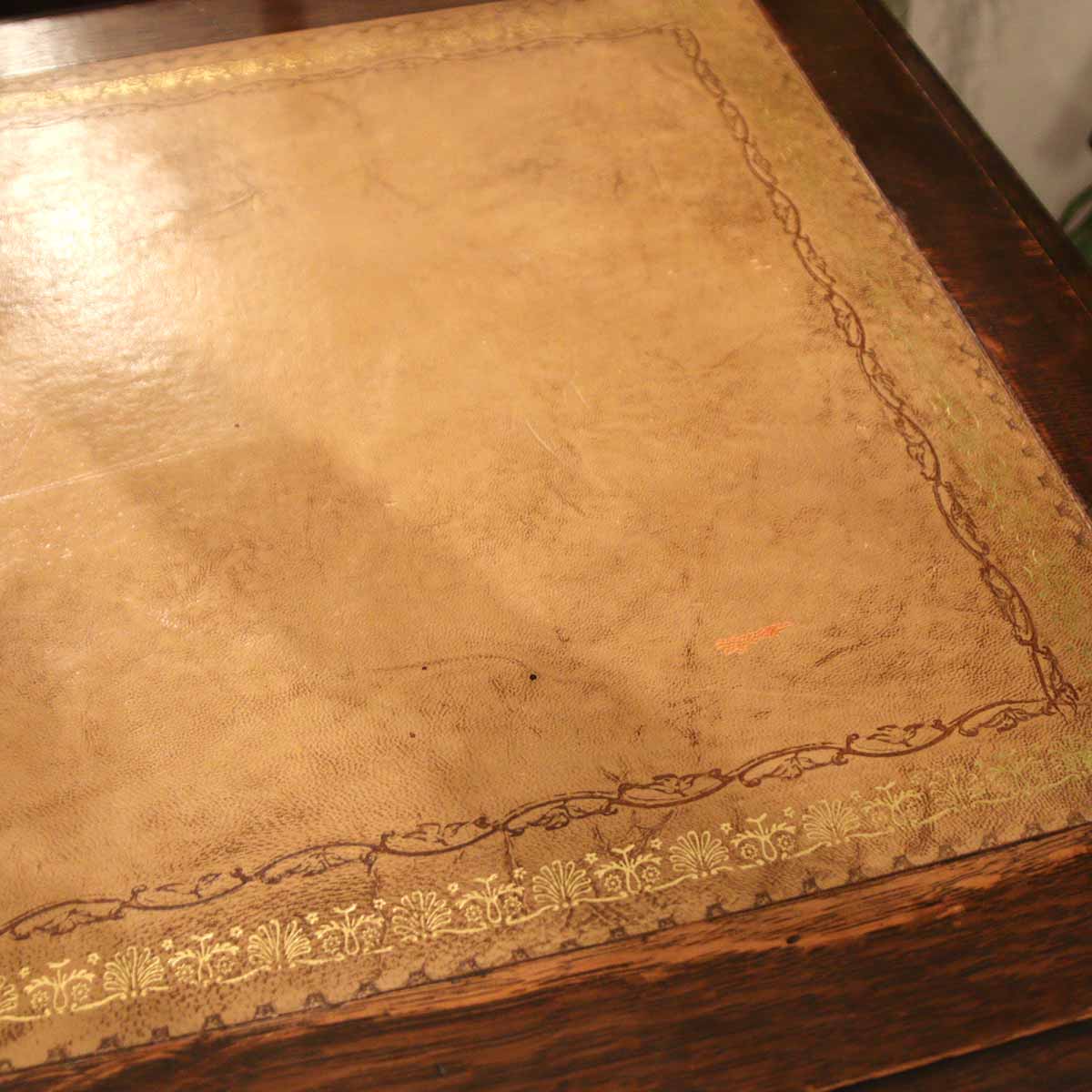 英国アンティーク デスク 書斎机 オーク 本革  アンティーク