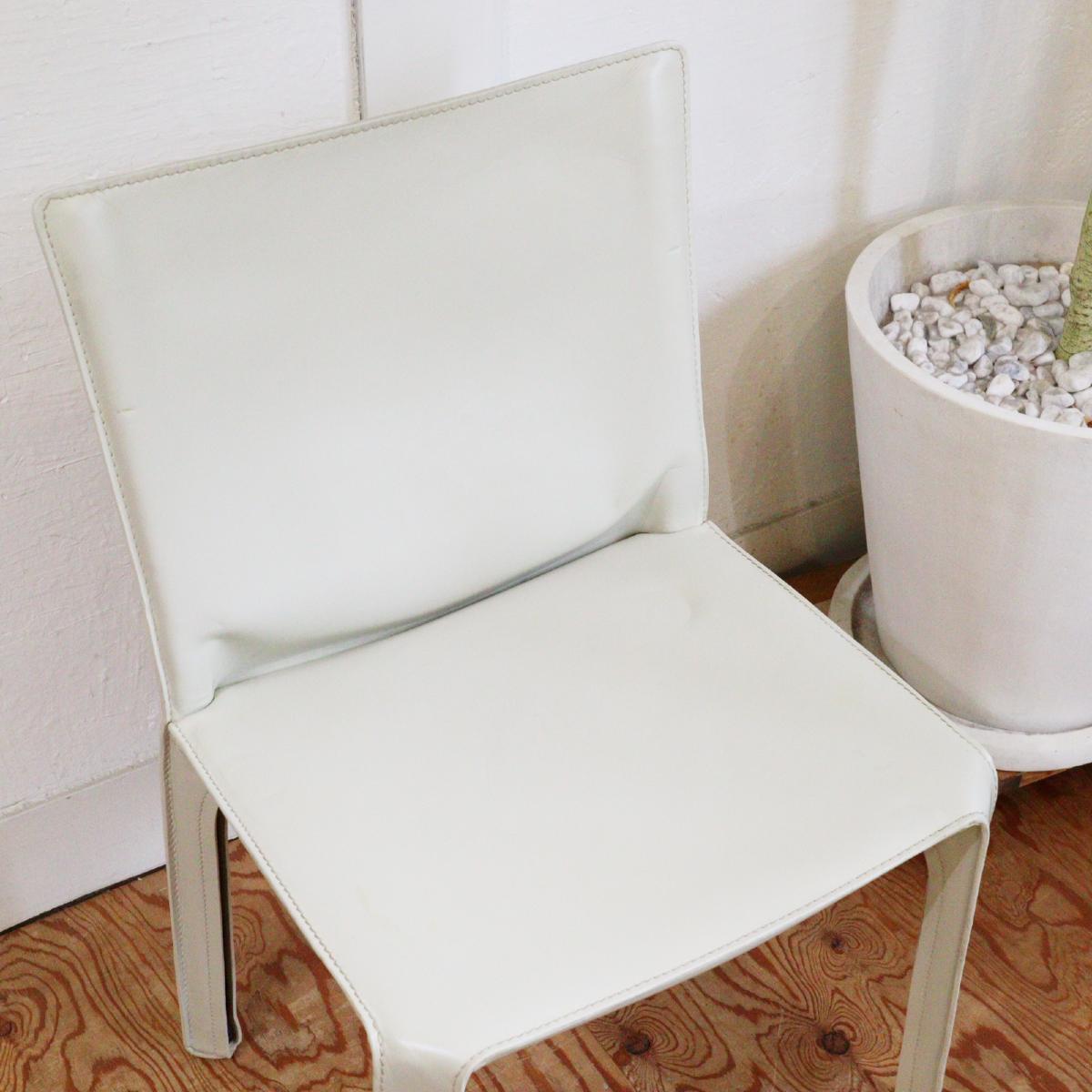 カッシーナ / Cassina キャブ アームレスチェア 412 CAB マットアイボリー マリオ・ベリーニ キャブチェア 中古