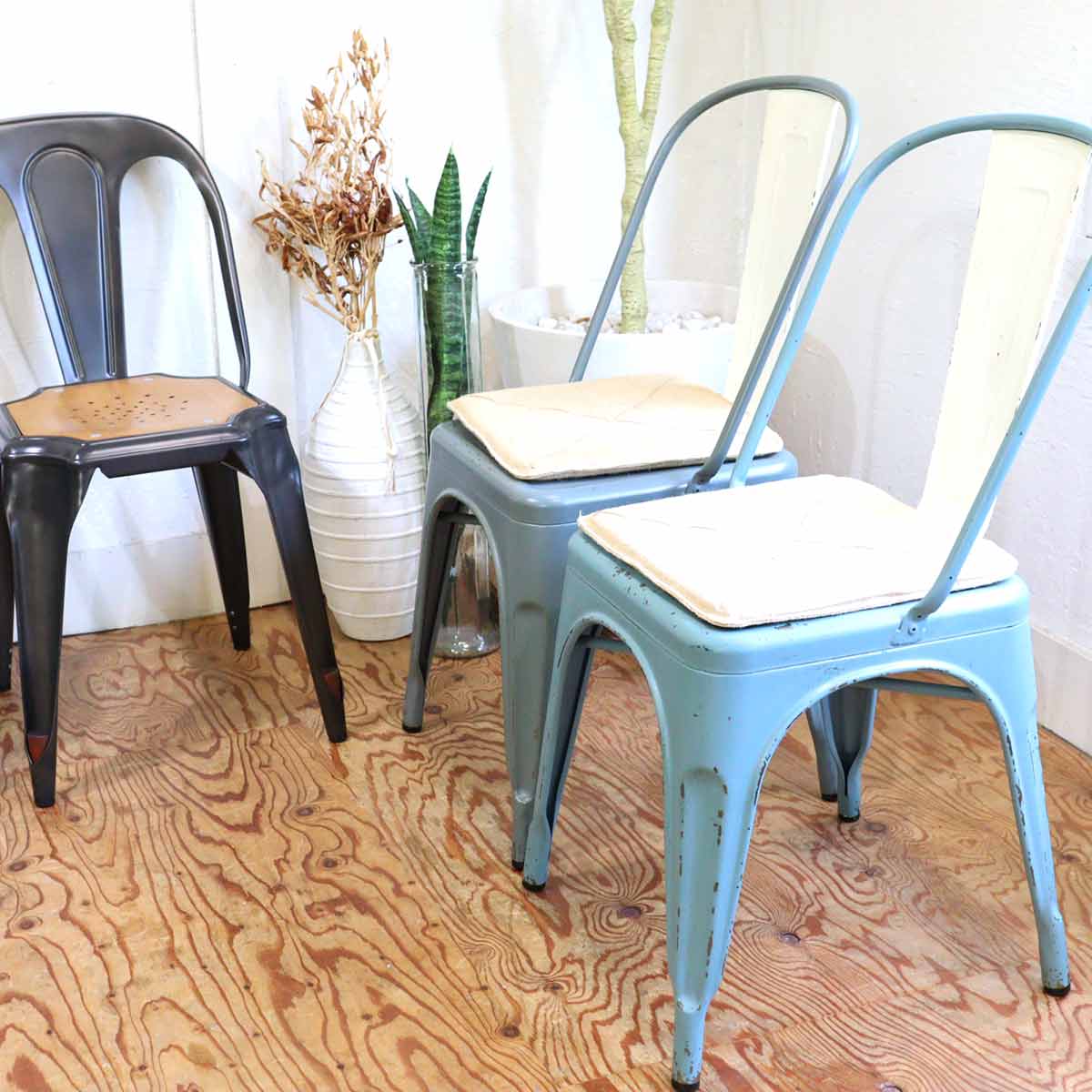 クラッシュゲート /  CRASH GATE ノットアンティークス ブリックチェア グレー スチール椅子  中古