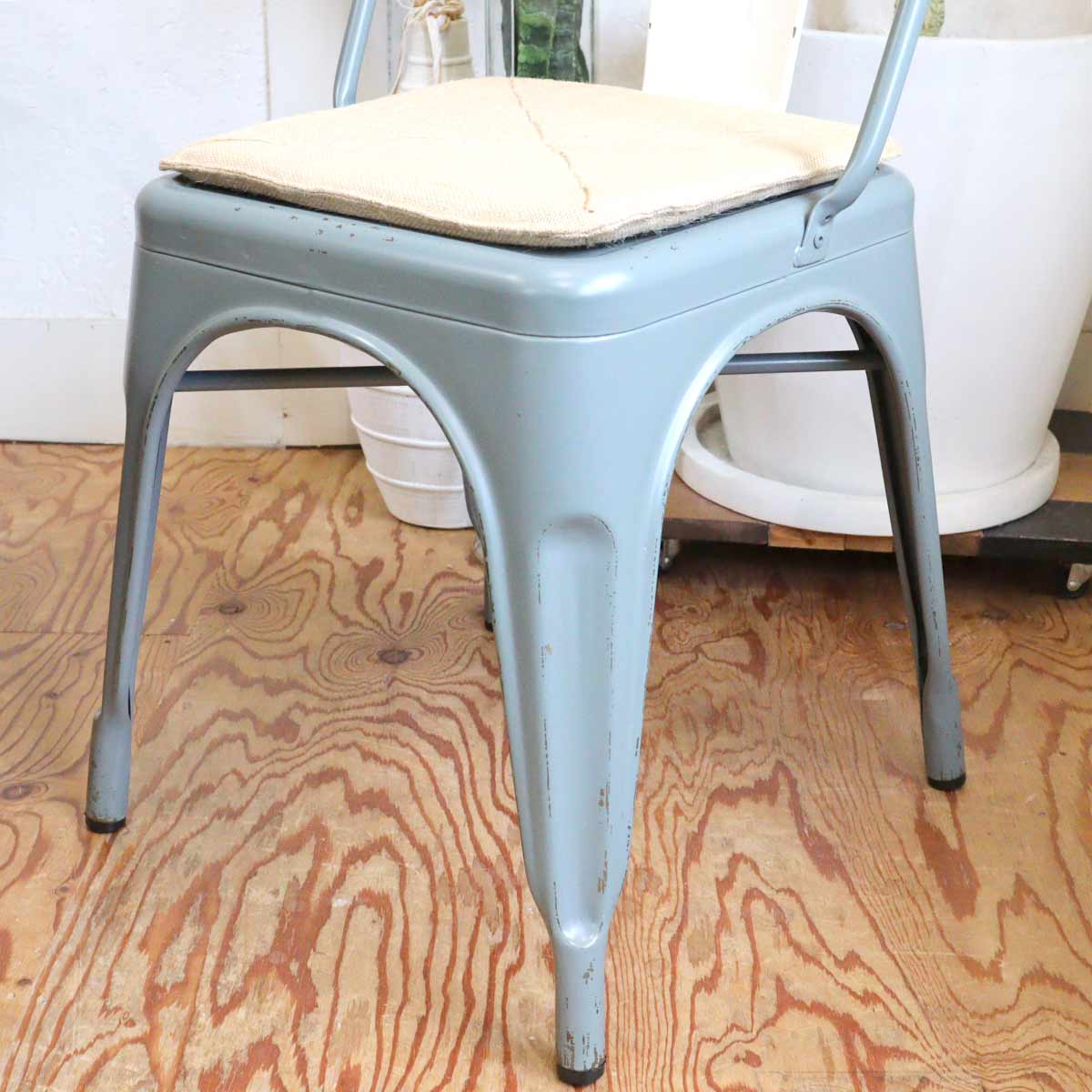 クラッシュゲート /  CRASH GATE ノットアンティークス ブリックチェア グレー スチール椅子  中古