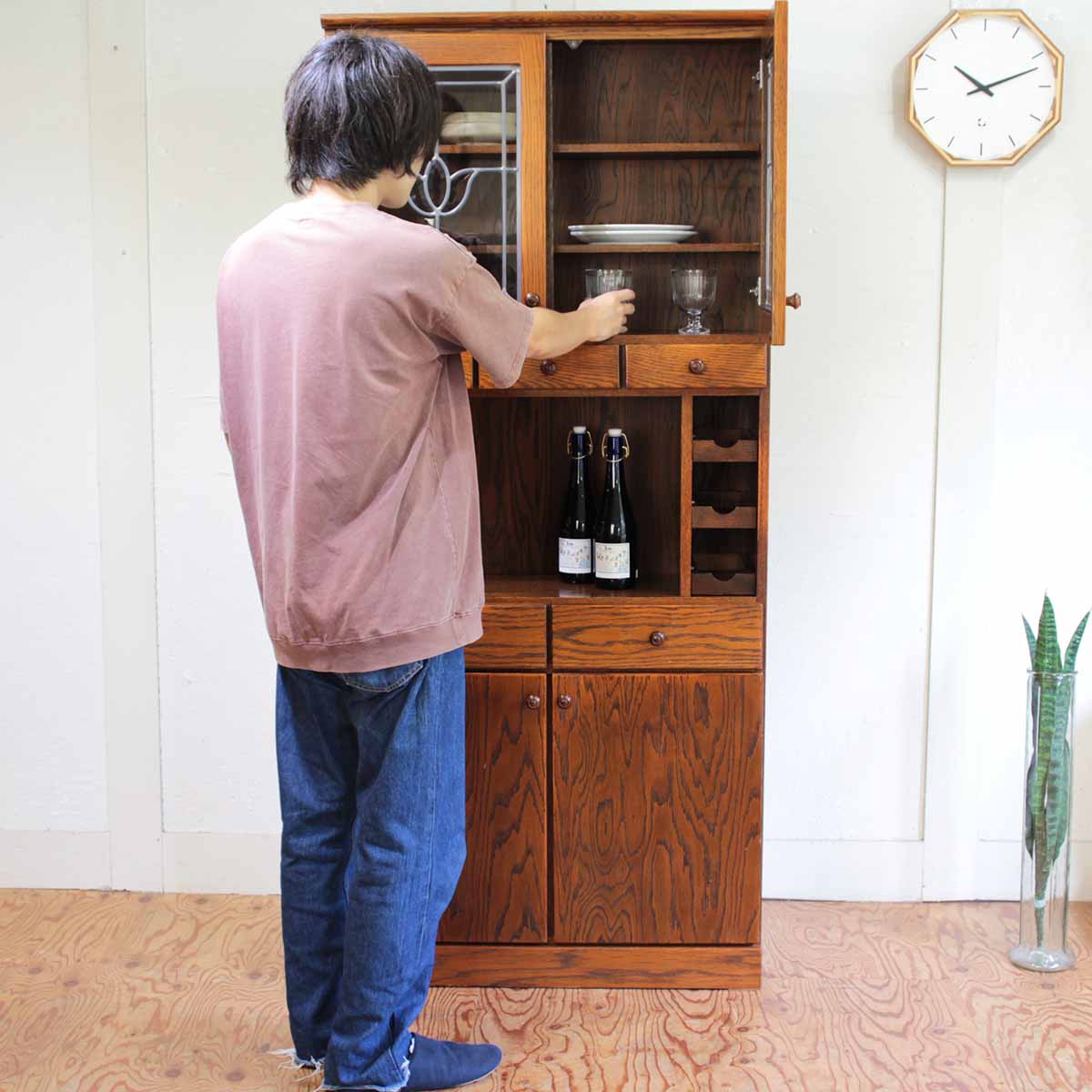 三越ブルージュ カントリーハウス クラシック カップボード 食器棚 飾り棚 中古