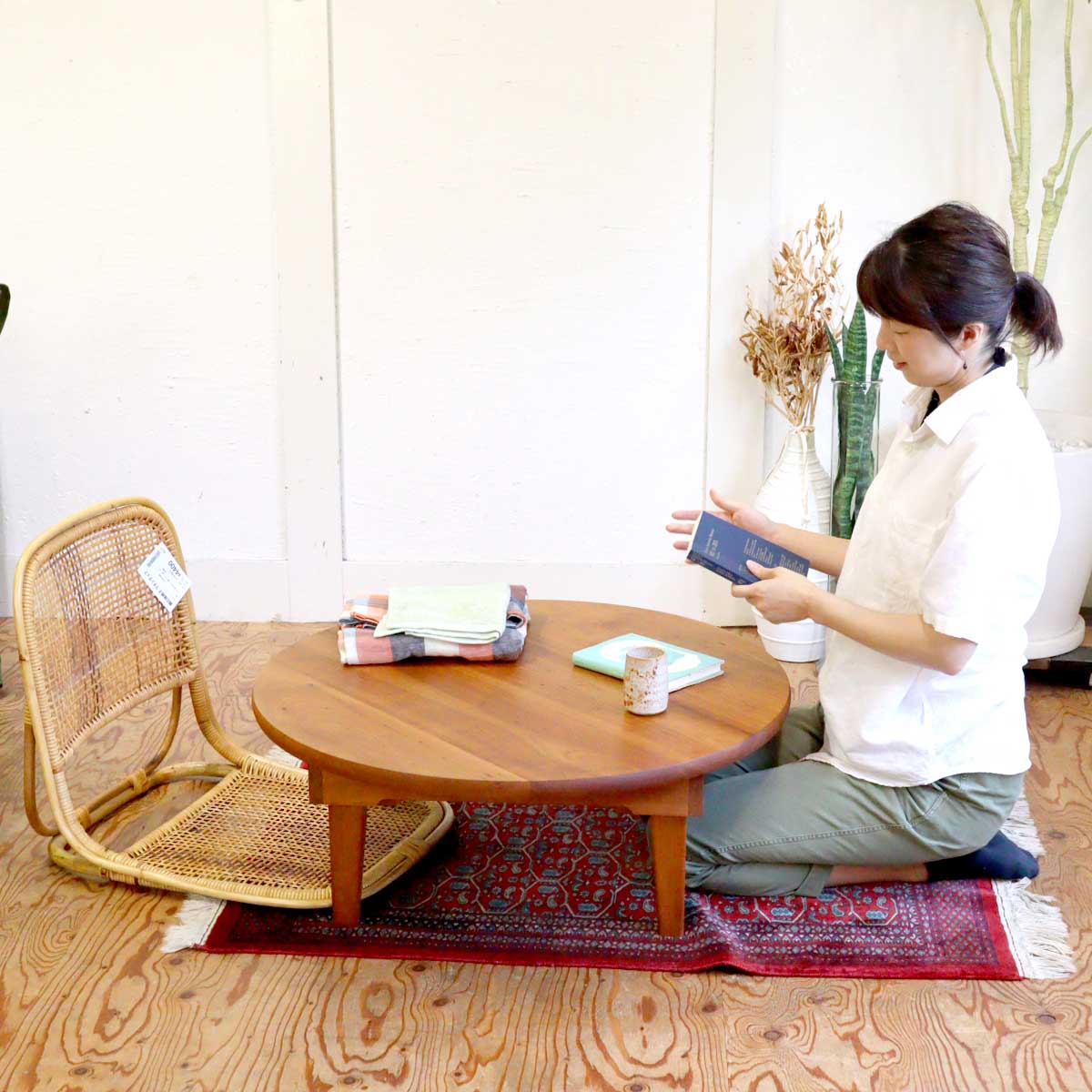 <i>動画</i>カグオカ / KAGUOKA ちゃぶ台 ローテーブル チェリー スタンダードタイプ