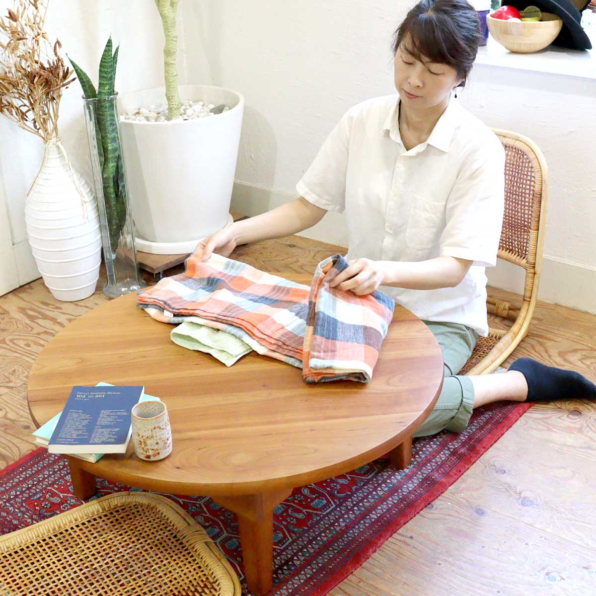 <i>動画</i>カグオカ / KAGUOKA ちゃぶ台 ローテーブル チェリー スタンダードタイプ