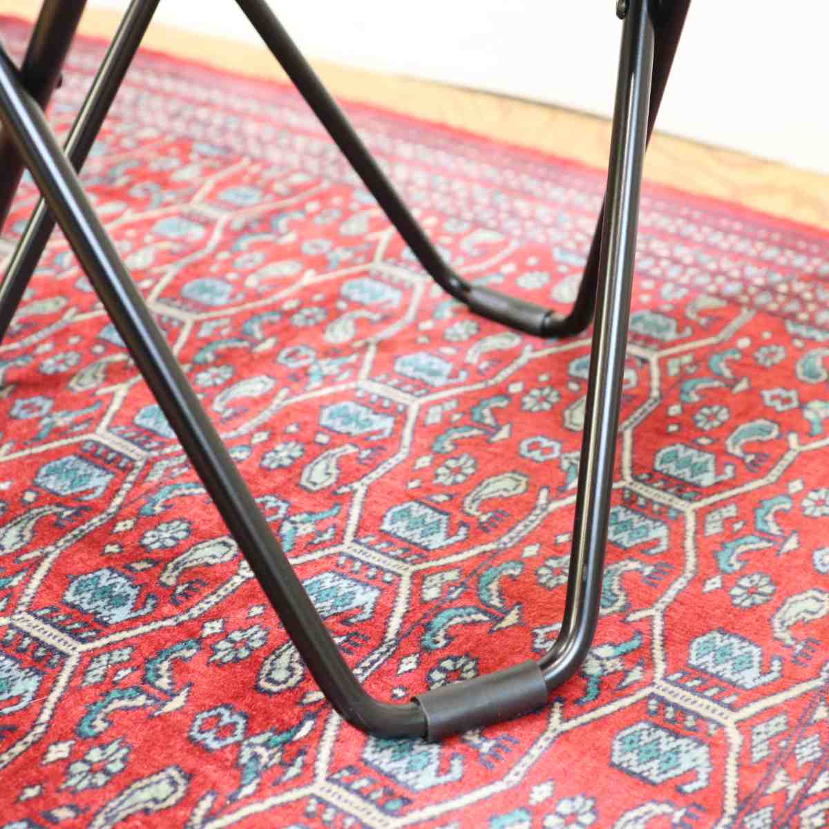 ブラックレザースツール オットマン 中古