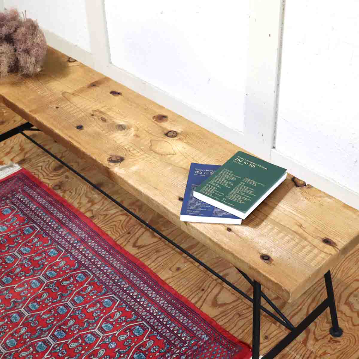 リデザインファニチャー リスタイルオリジナル ベンチ ヒュームドパイン アイアンベース