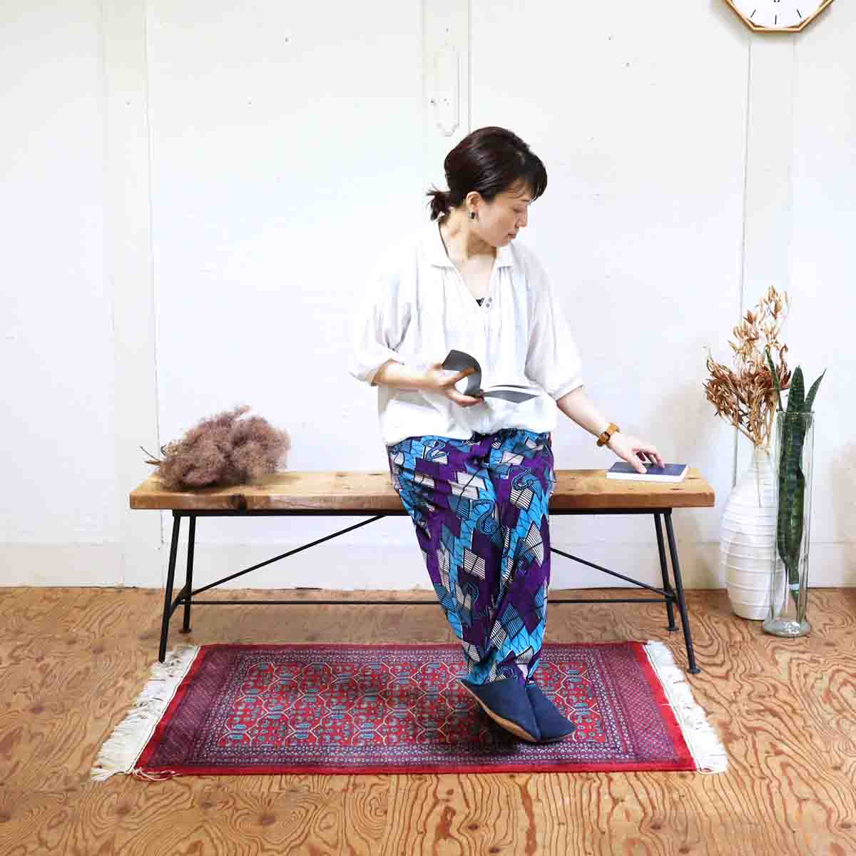 リデザインファニチャー リスタイルオリジナル ベンチ ヒュームドパイン アイアンベース