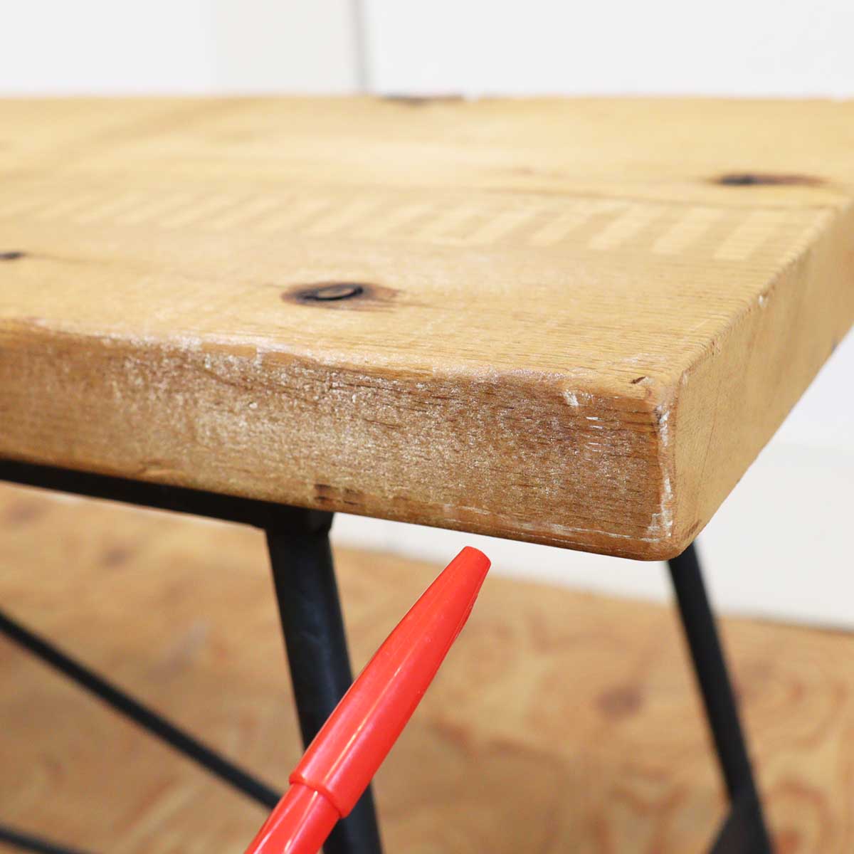 リデザインファニチャー リスタイルオリジナル ベンチ ヒュームドパイン アイアンベース