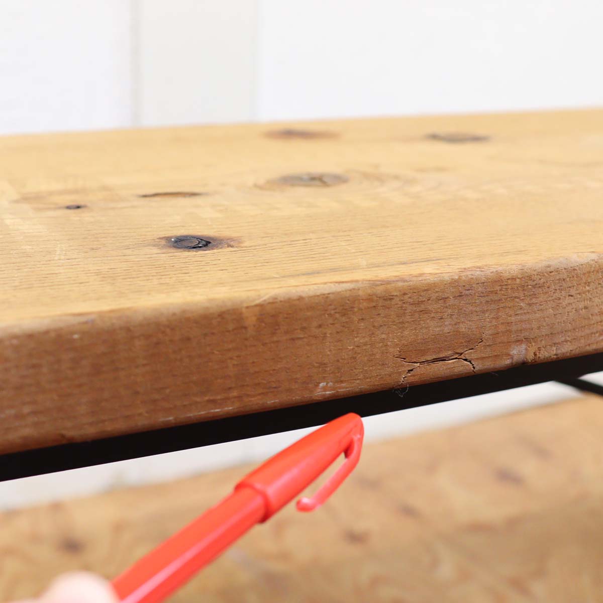 リデザインファニチャー リスタイルオリジナル ベンチ ヒュームドパイン アイアンベース