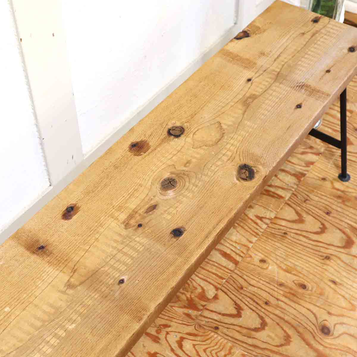 リデザインファニチャー リスタイルオリジナル ベンチ ヒュームドパイン アイアンベース