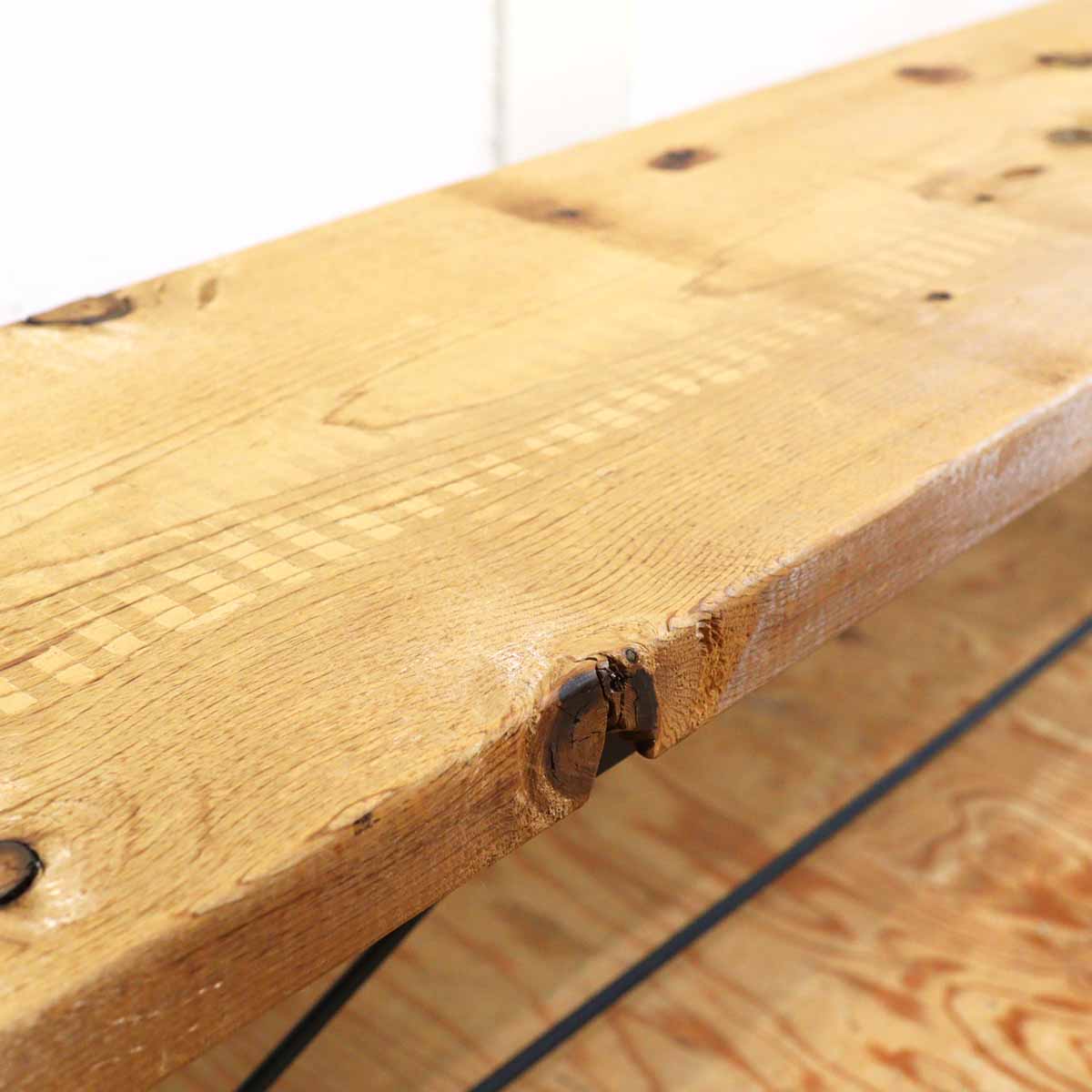 リデザインファニチャー リスタイルオリジナル ベンチ ヒュームドパイン アイアンベース