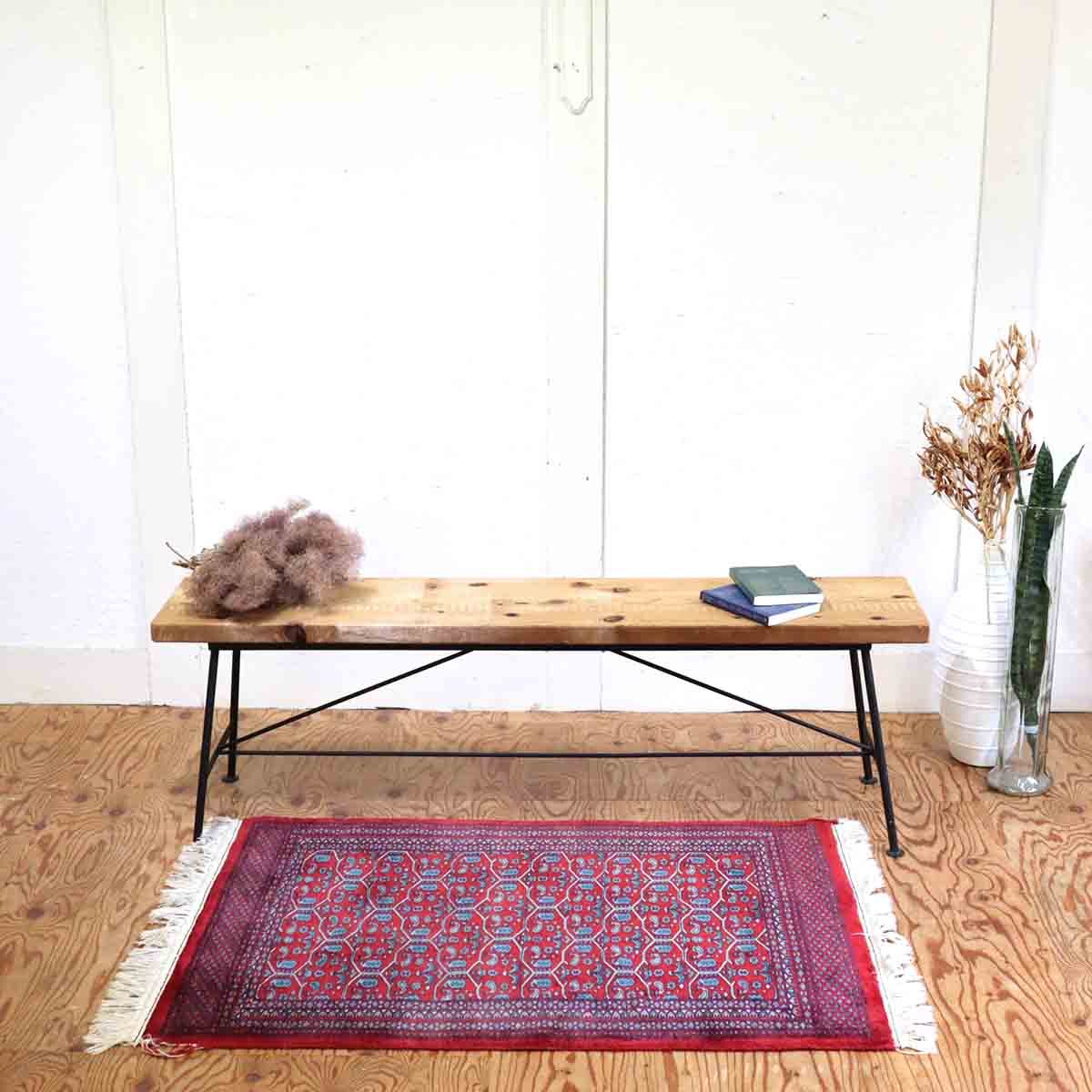 リデザインファニチャー リスタイルオリジナル ベンチ ヒュームドパイン アイアンベース