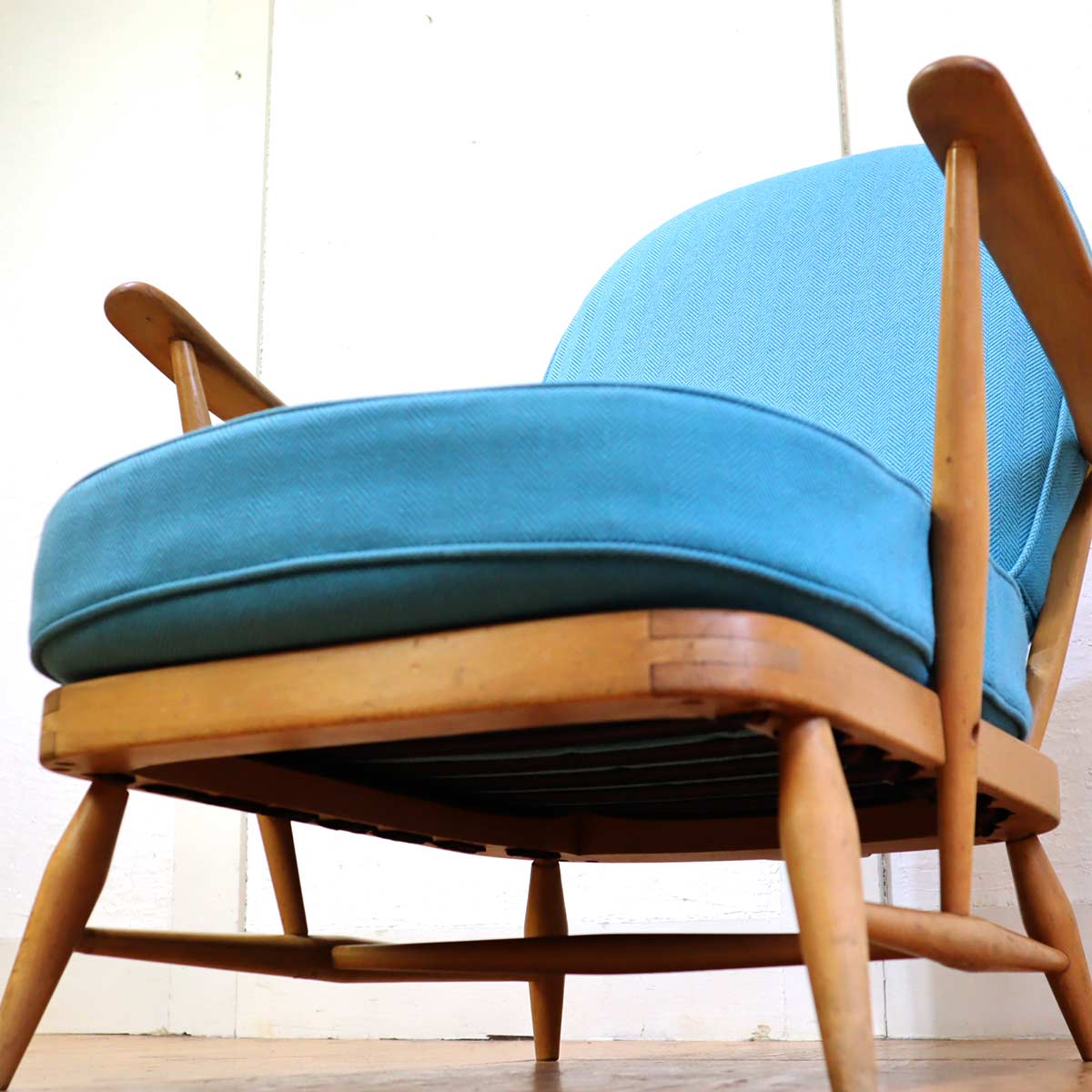 アーコール / ERCOL イージーチェア アームチェア ウィンザーチェア 水色 ヴィンテージ