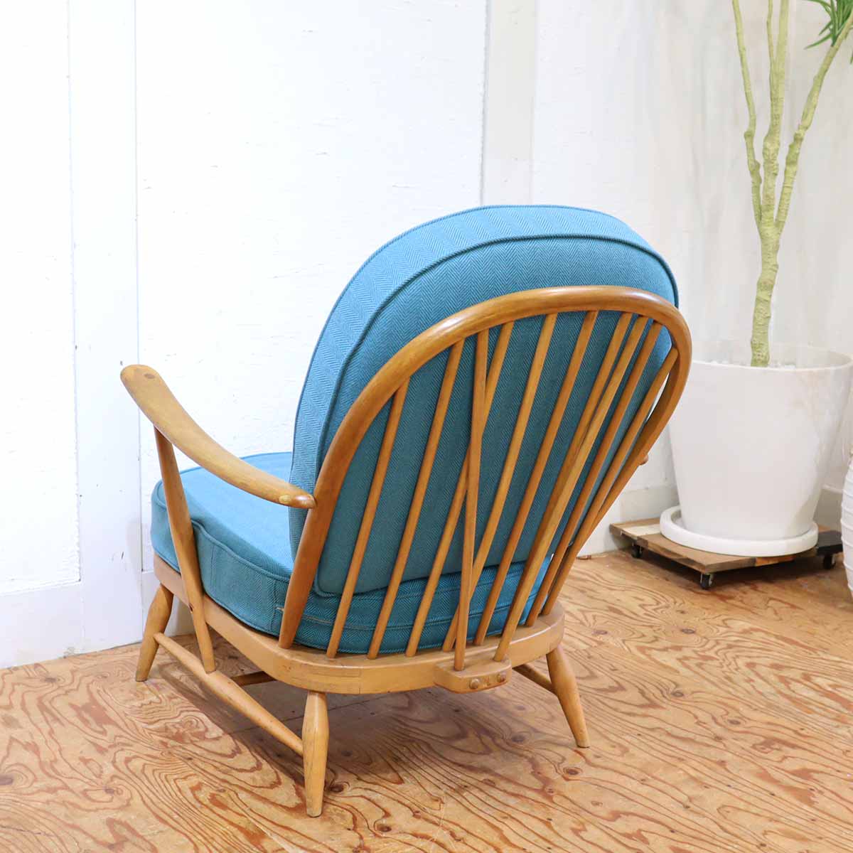 アーコール / ERCOL イージーチェア アームチェア ウィンザーチェア 水色 ヴィンテージ