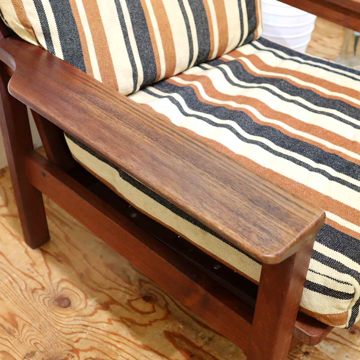 アームチェア 1Pソファ チーク材 ストライプ 【1】 ジャパン ヴィンテージ