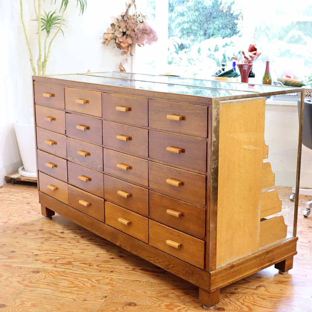 <i>動画</i>英国アンティーク シャツケース ショーケース 店舗什器 中古