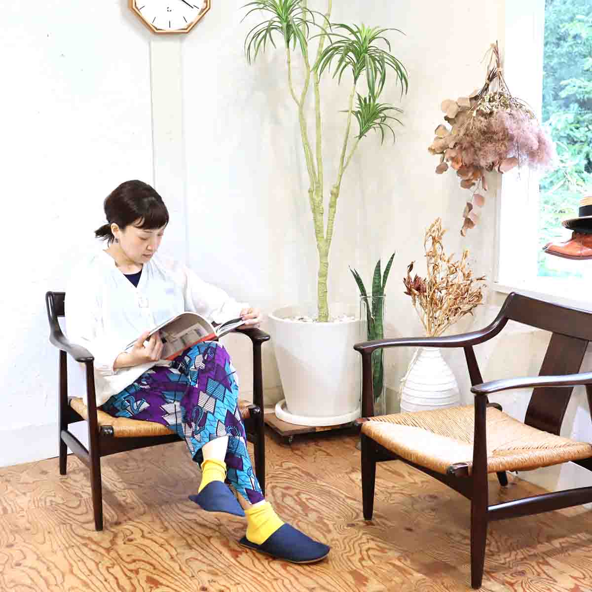 松本民芸家具 #77型 曲肘イス ラッシ 1人用 【1】 アームチェア 中古