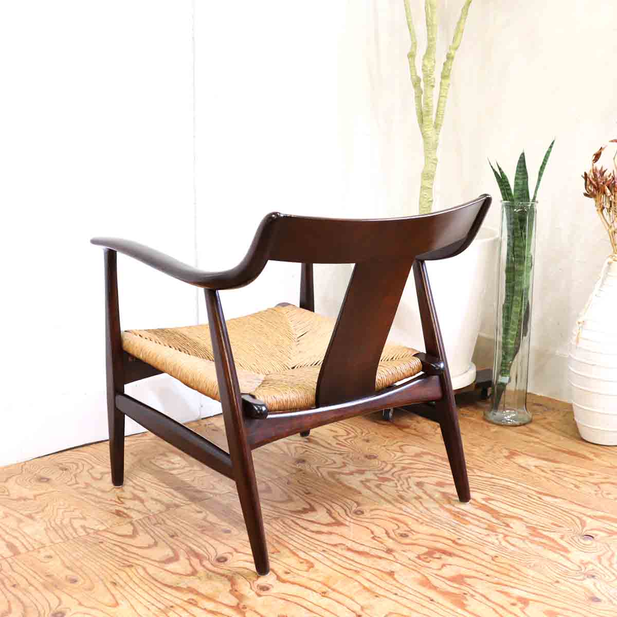 松本民芸家具 #77型 曲肘イス ラッシ 1人用 【1】 アームチェア 中古