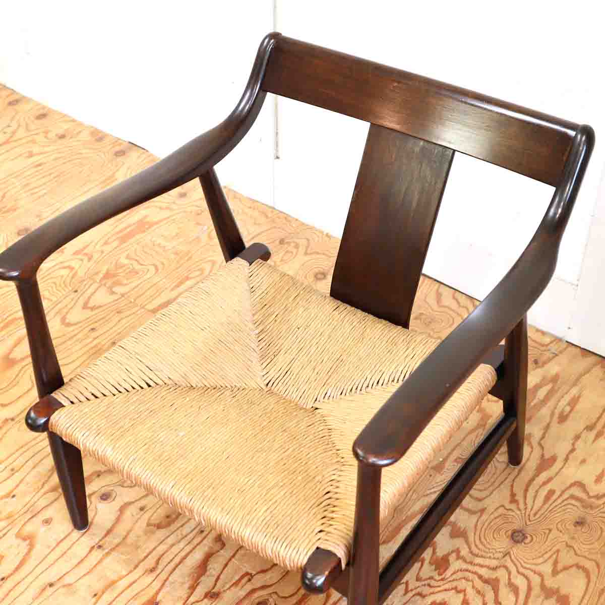 松本民芸家具 #77型 曲肘イス ラッシ 1人用 【1】 アームチェア 中古