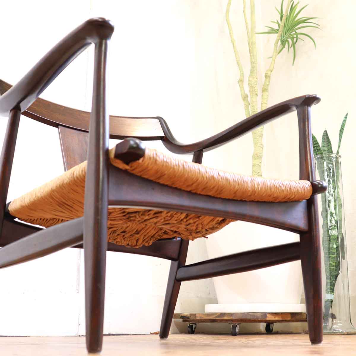 松本民芸家具 #77型 曲肘イス ラッシ 1人用 【1】 アームチェア 中古