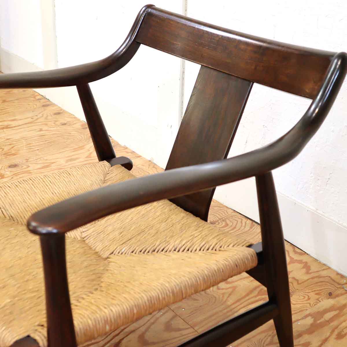 松本民芸家具 #77型 曲肘イス ラッシ 1人用 【1】 アームチェア 中古