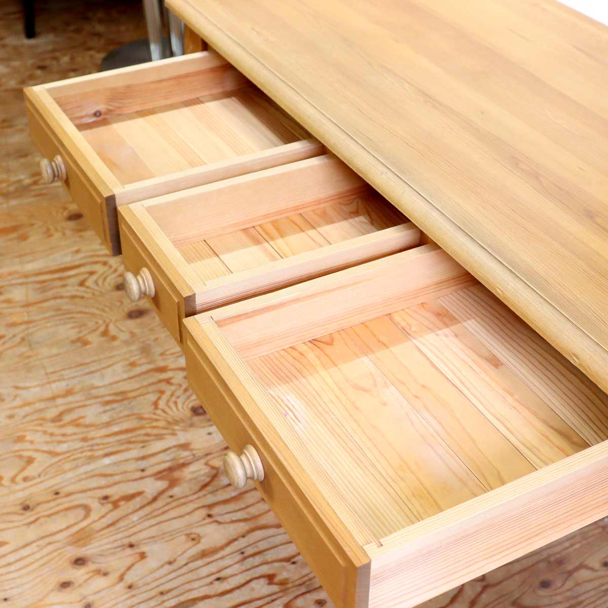 ハーベスト / HARVEST デスク3点セット 3ドロワデスク ターンドレッグ ワゴン 机 中古