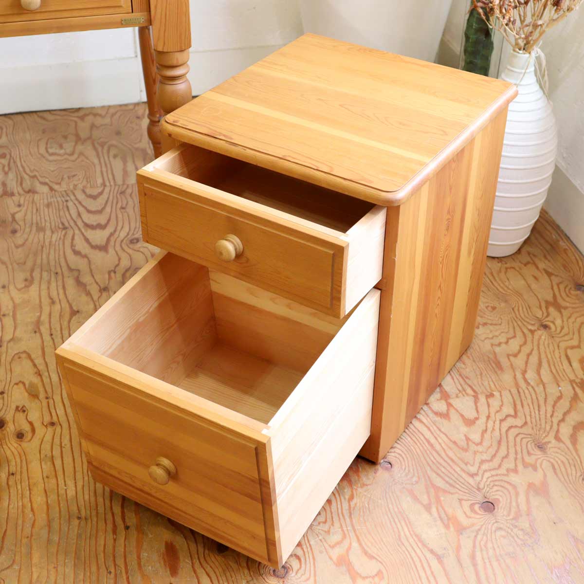 ハーベスト / HARVEST デスク3点セット 3ドロワデスク ターンドレッグ ワゴン 机 中古