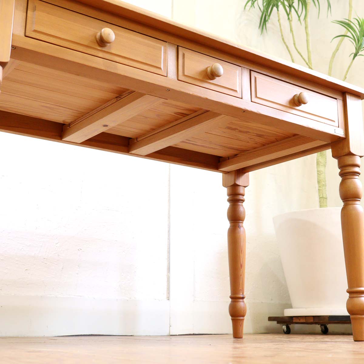 ハーベスト / HARVEST デスク3点セット 3ドロワデスク ターンドレッグ ワゴン 机 中古